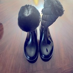 Kate Spade rain boots in size 9 in mink condition, never worn outside.